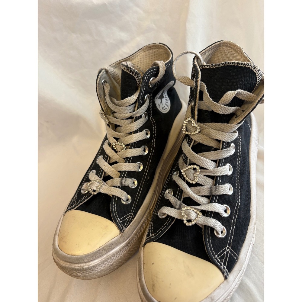 Converse Chuck Taylor All Star Move Platform High Top Black Rhinestone Heart 8 - Picture 2 of 7